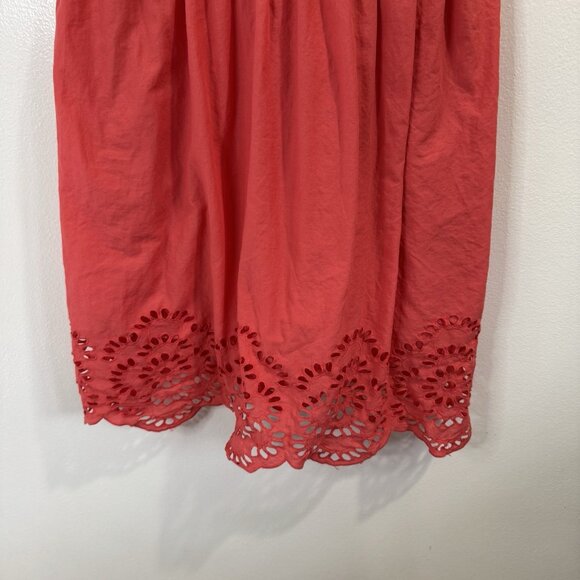 Dressbarn Dress 16 Eyelet Lace Smocked Pink 100% Cotton Square Neck Boho - Picture 3 of 11
